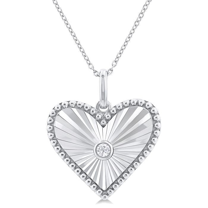 Etched Heart Lab Diamond Pendant