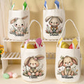 Personalizado lindo conejo de flores orejas de conejo cesta de Pascua con el nombre de Pascua Día de la Caza de Huevos de regalo de fiesta para los niños