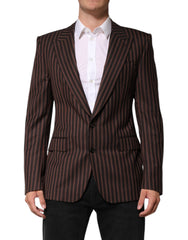 Men's Black Brown Stripe Single Breasted Blazer And Virgin Wool Clothing