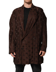 Men's Brown Polyester Logo Monogram Coat Jacket Clothing