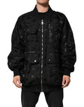 Men's Black Cargo Windbraker Logo Mania Jacket Polyester Clothing