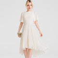 Bridal Wedding Dress White 1 2 Sleeve Asymmetrical Scoop A-line Chiffon