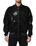 Black Wool Logo Dg Mania Men Bomber Jacket Cashmere Clothing