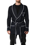 Men's Dark Blue Dg Embroidery Jacket Robe Blazer Linen Clothing