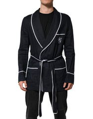 Men's Dark Blue Dg Embroidery Jacket Robe Blazer Linen Clothing
