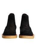 Men's Black Calf Suede Slip On Ankle Boots Shoes Elastane Polyester Calfskin