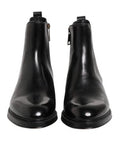Men's Black Chelsea Leather Mid Calf Boots Shoes Polyester Elastane
