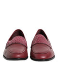 Men's Burgundy Leather Formal Slip On Shoes Calfskin Caiman