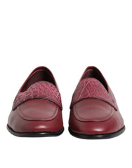 Men's Burgundy Leather Formal Slip On Shoes Calfskin Caiman