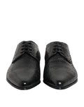 Men's Black Exotic Leather Lace Up Derby Shoes Python