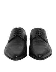 Men's Black Exotic Leather Lace Up Derby Shoes Python