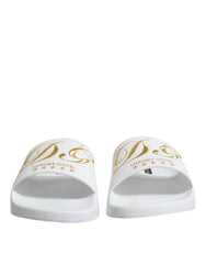 Men's White Leather Slides Sandals Beachwear Shoes Calfskin