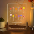 Luz de Noche LED Acrílica Personalizada Flor de Nacimiento con 1-12 Nombres Título Texto y Base de Madera Regalo del Día de la Madre para Mamá Abuela