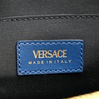 Versace Denim Quilted La Medusa Camera Bag Blue