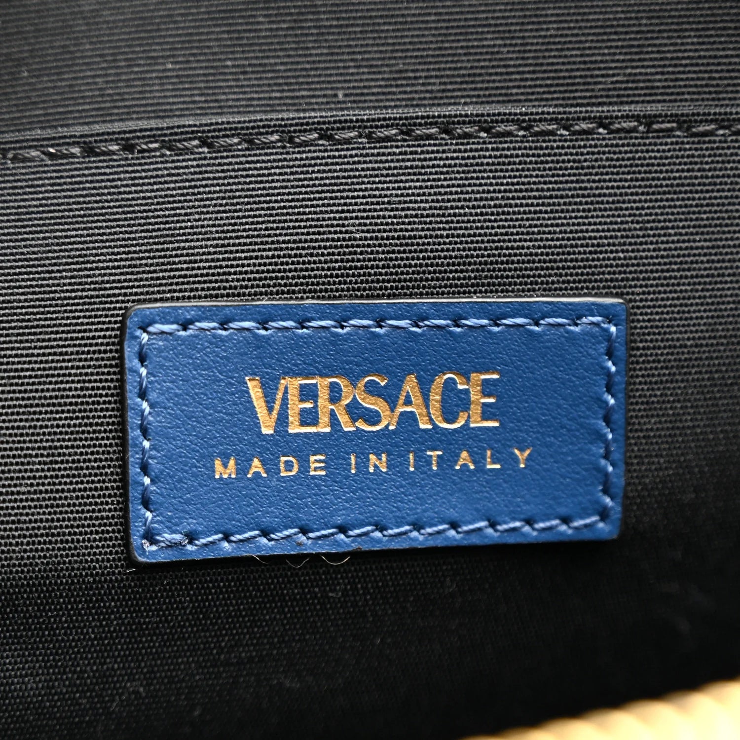 Versace Denim Quilted La Medusa Camera Bag Blue