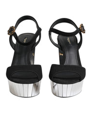 Women's Keira Platform Sandal Black Wool Viscose Goatskin Heels