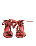 Women's Coral Python Leather Heels Sandals Shoes
