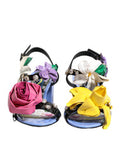 Women's Multicolor Floral Crystal Keira Sandals Shoes Lambskin Leather
