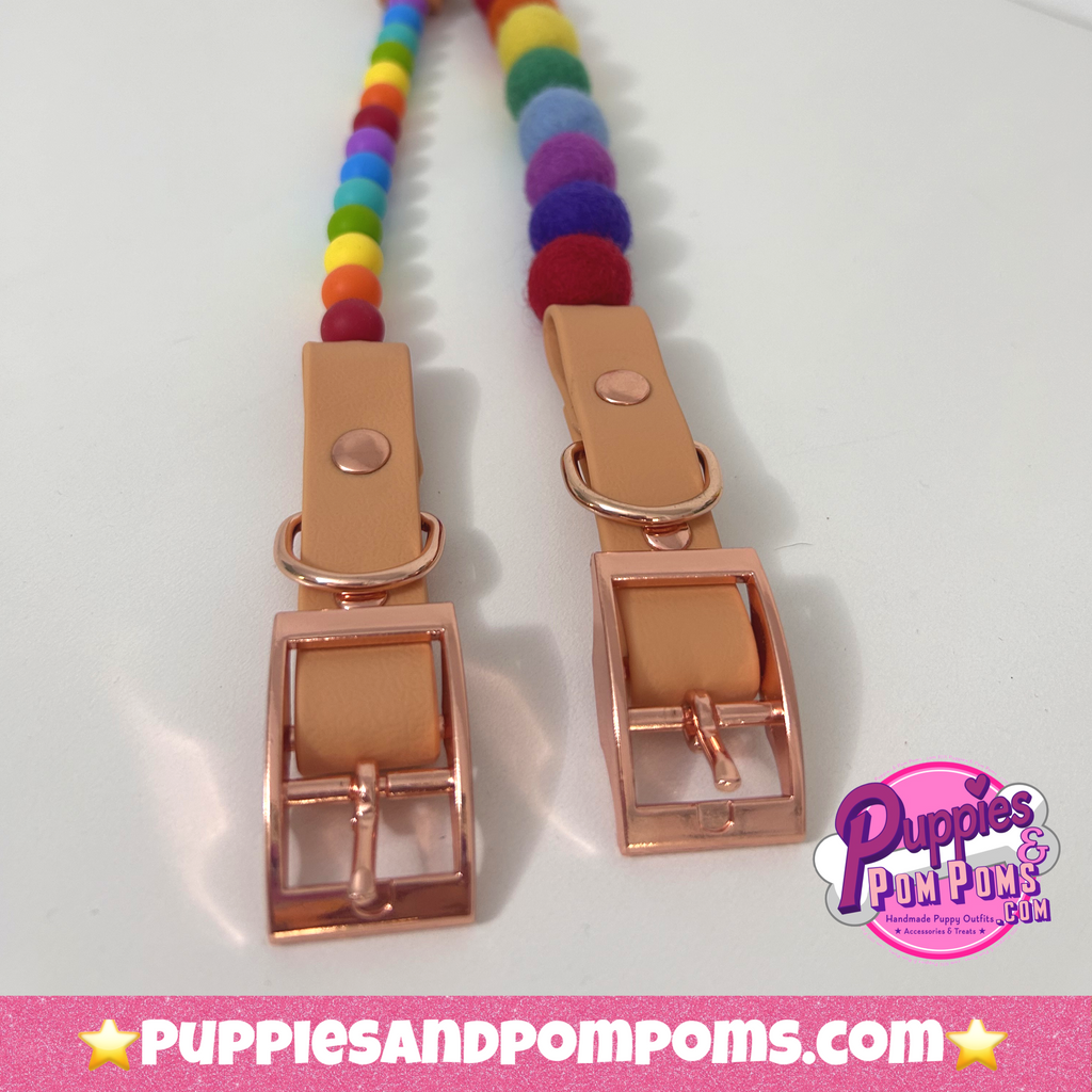 Handmade Rainbow Bead Dog Collar Vegan Leather