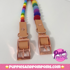 Handmade Rainbow Bead Dog Collar Vegan Leather