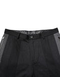 Men's Tailored Wool-Silk Blend Trousers Black Cotton