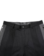 Men's Tailored Wool-Silk Blend Trousers Black Cotton