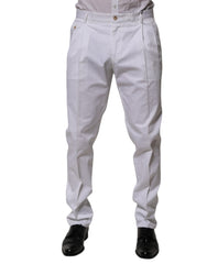 Men's Slim-Fit Cotton Trousers White Elastane