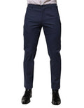 Men's Tapered Cotton Trousers Navy Elastane