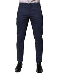 Men's Tapered Cotton Trousers Navy Elastane