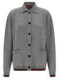 Gucci Cashmere Blend Polo Cardigan — Grey