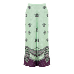 Women's Green Silk Casual Pants
