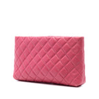 Quilted Lambskin Kiss Lock Clutch