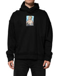 Men's Black Printed Hoodie Crystal Embellished Jacket Cotton Clothing