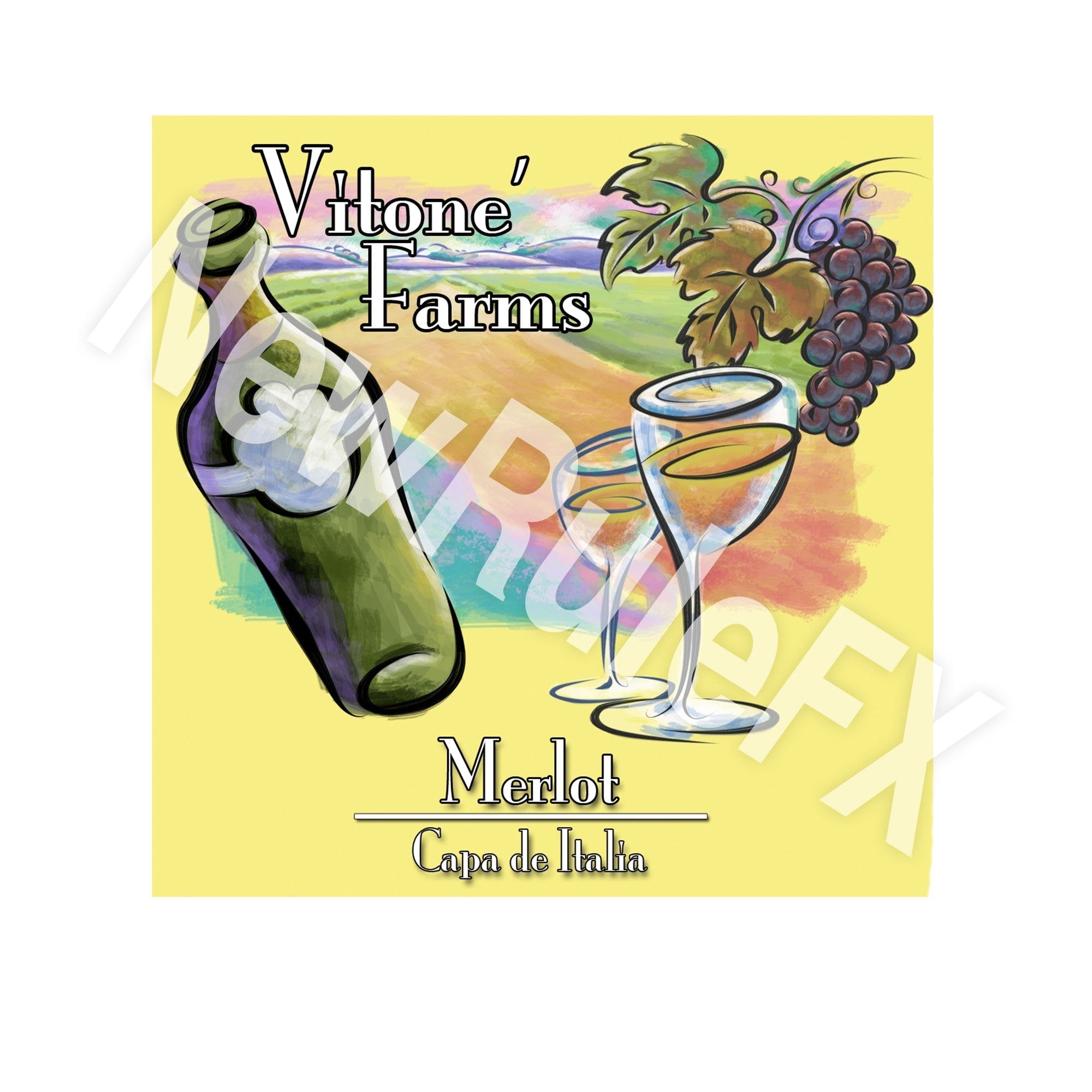 Merlot Wine Bottle Single Self Adhesive Label - License and Royalty Free for Film Use By Prop Money Inc.