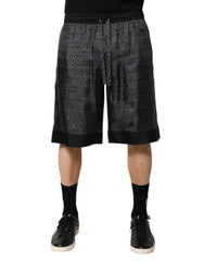 Gray Black Silk Dg Logo Men Bermuda Shorts And