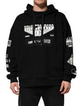 Men's Black Cotton Dg Milano Logo Print Hoodie Sweater Clothing