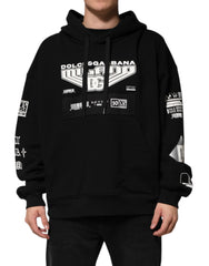 Men's Black Cotton Dg Milano Logo Print Hoodie Sweater Clothing