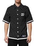 Men's Polka-Dot Polo Black Rayon Elastane