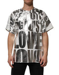 Men's White Cotton Silver Metallic Slogan Print T-Shirt