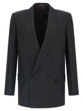 Gucci Double-Breasted Technical Panama Blazer — black