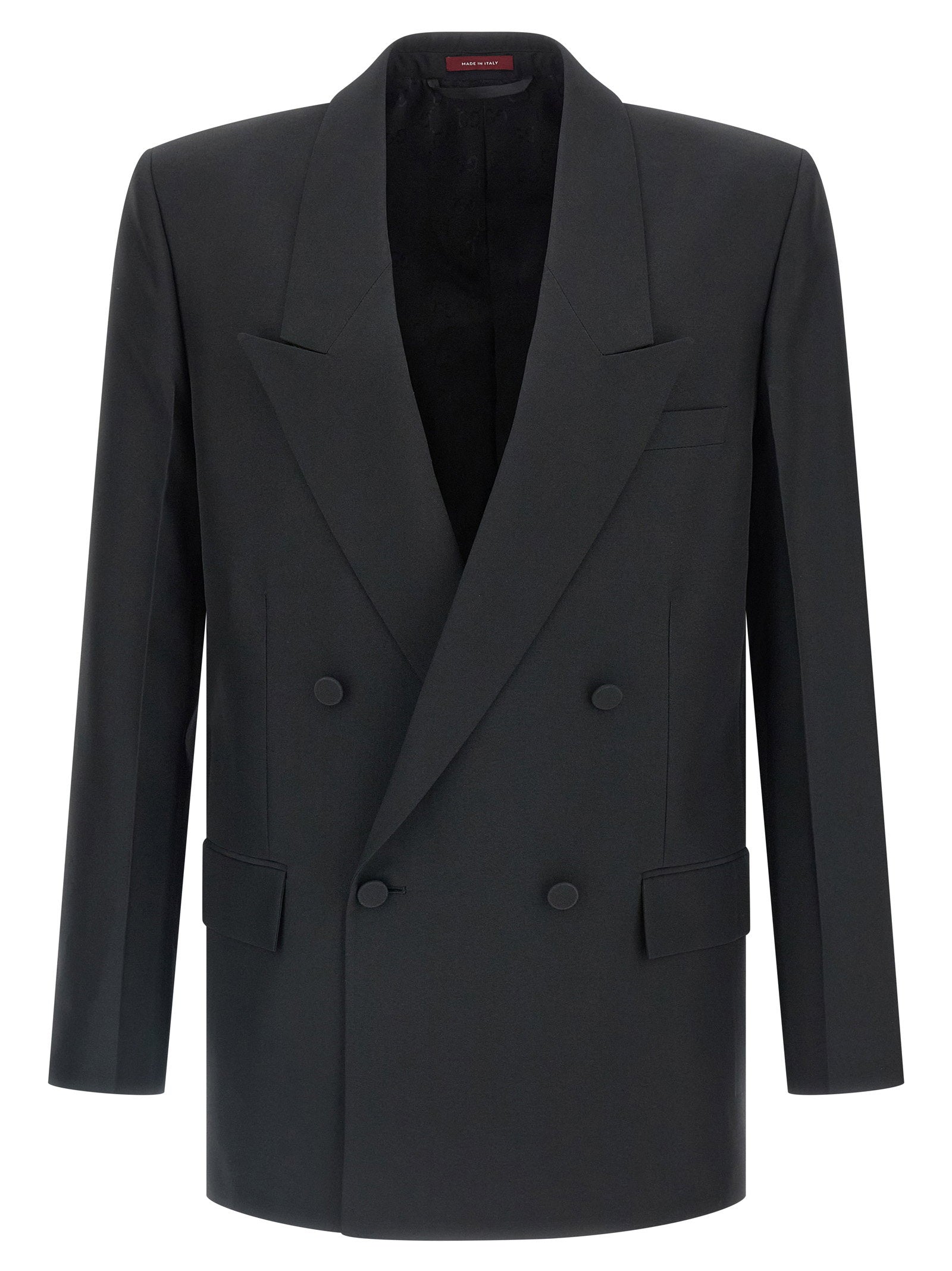 Gucci Double-Breasted Technical Panama Blazer — black