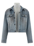 Balenciaga Stonewashed Denim Double Layer Jacket — Blue