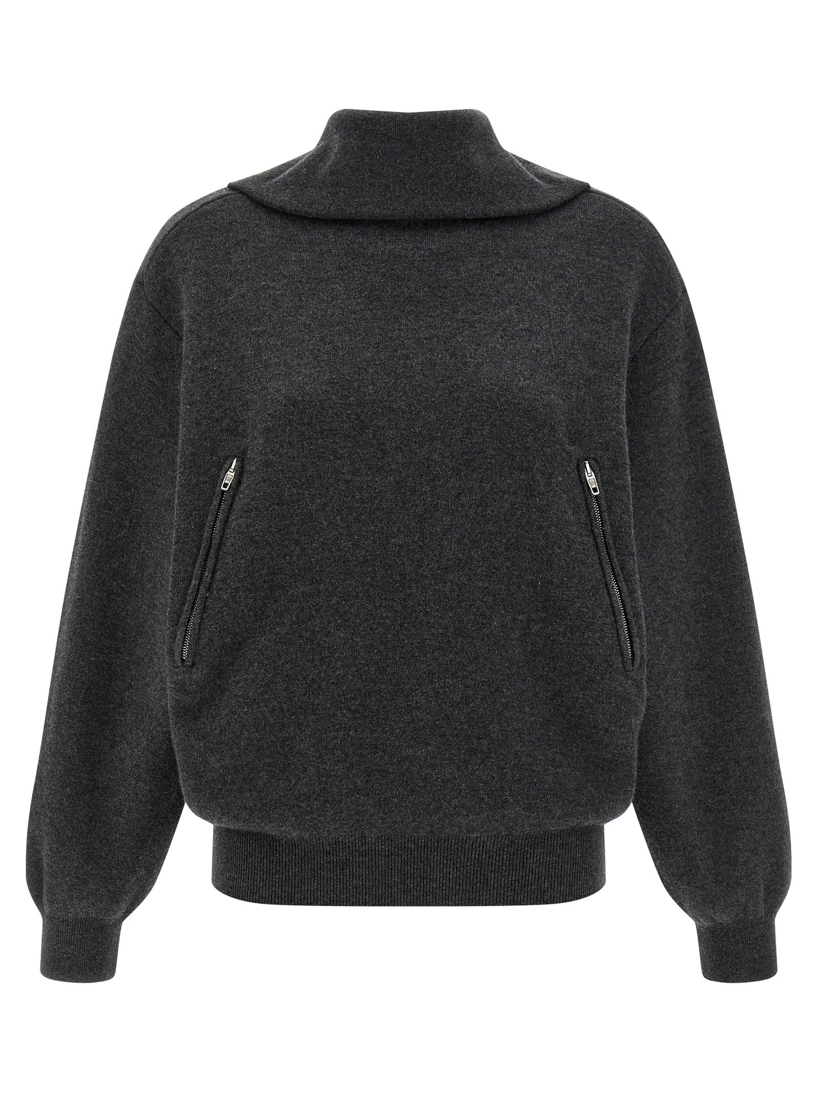 Balenciaga Back-to-Front Wool Knit Sweater — charcoal