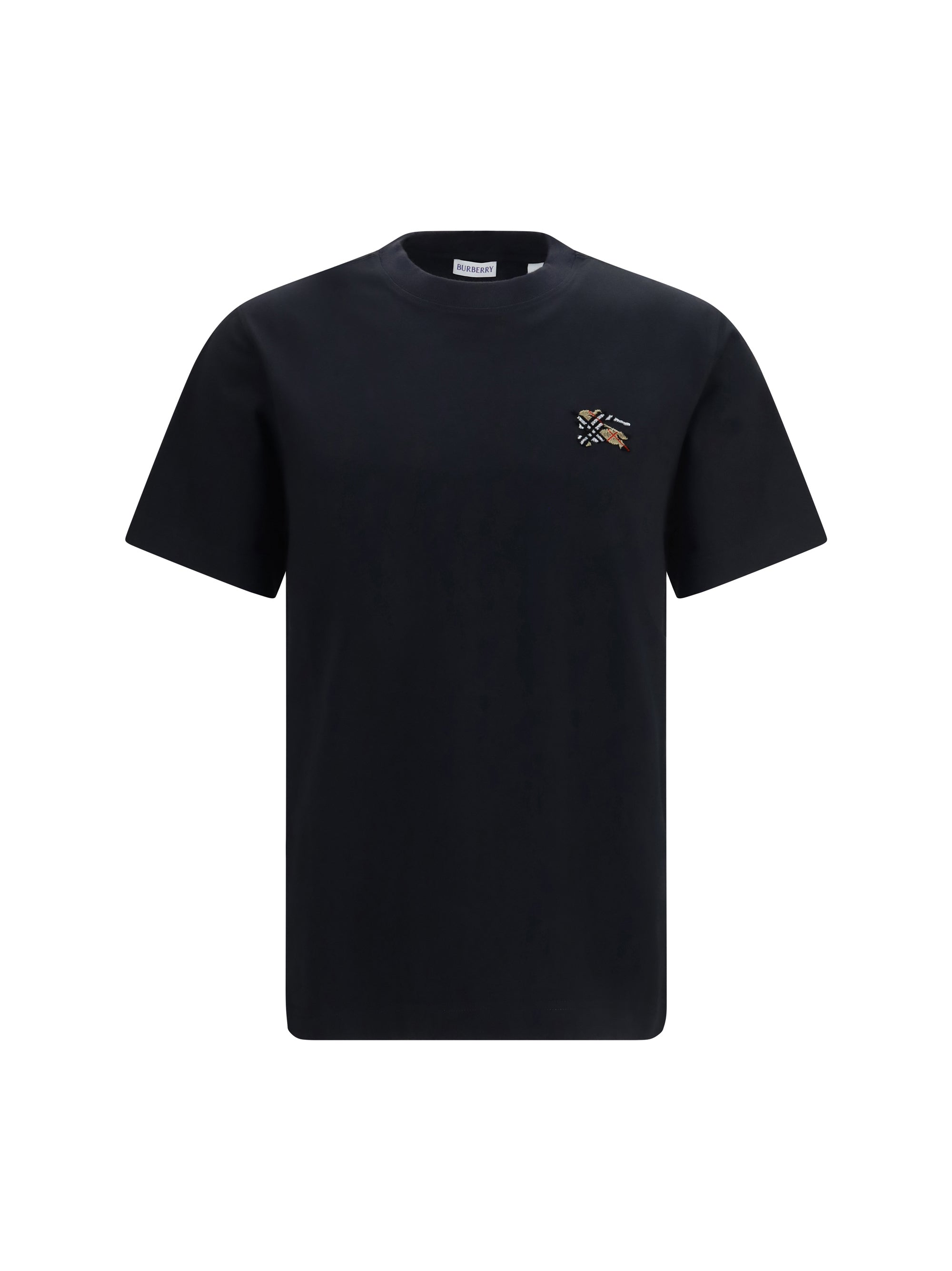Burberry Embroidered Logo Cotton T-Shirt — Black