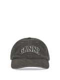 Ganni A6899 Logo-Embroidered Cotton Baseball Cap — Gray