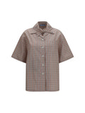 Prada Check Cotton Shirt — Beige