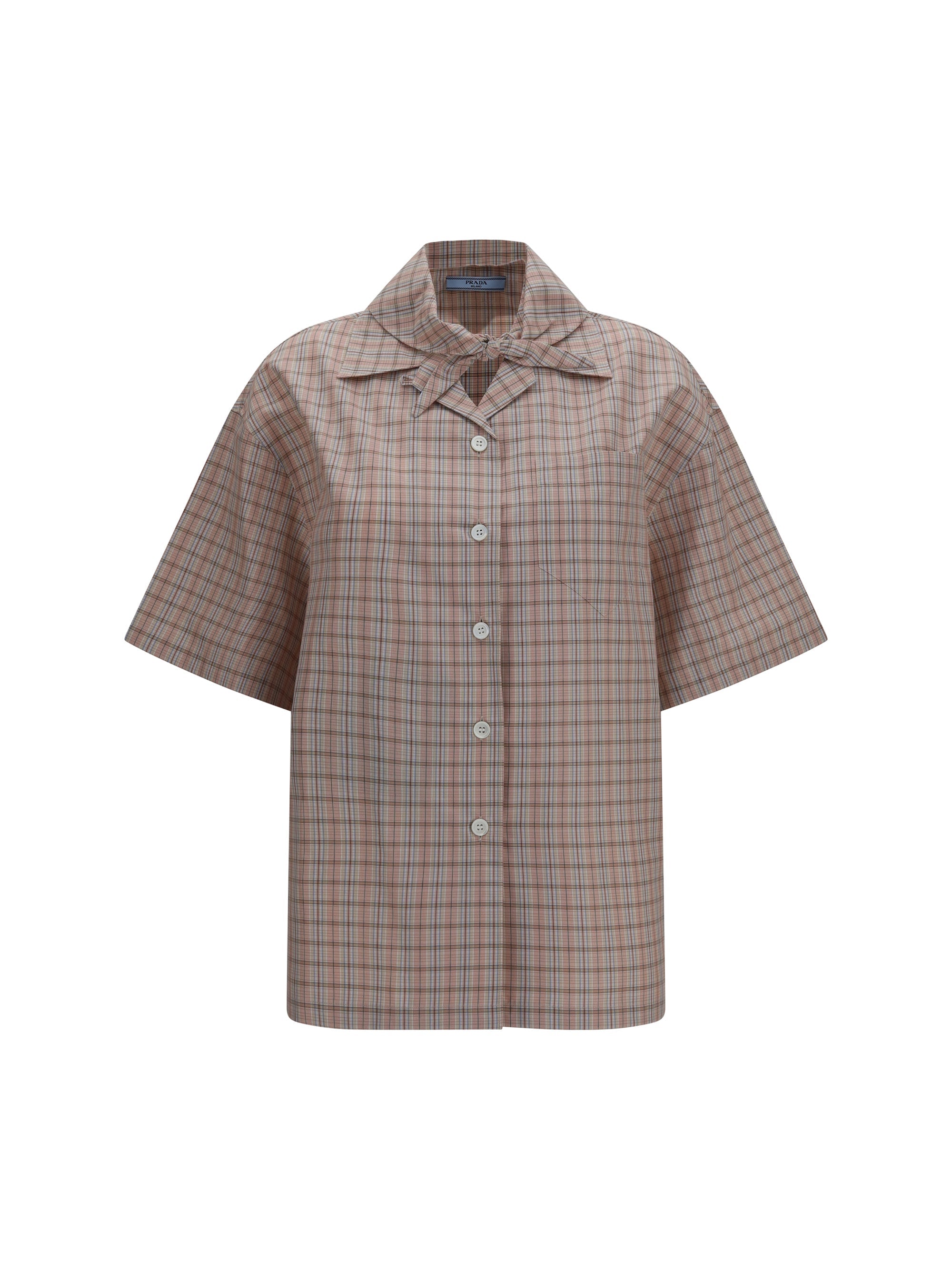Prada Check Cotton Shirt — Beige