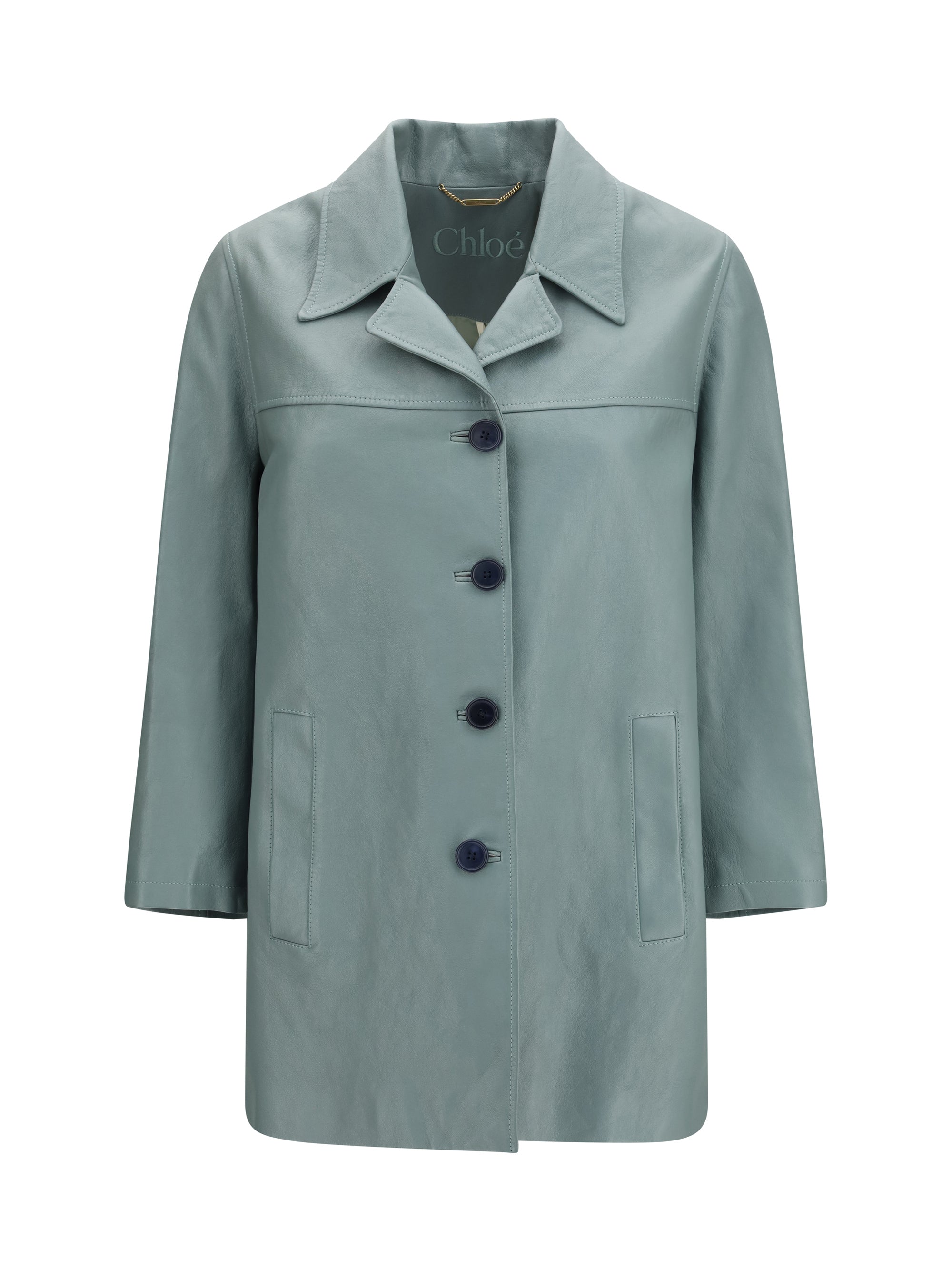 Chloé Lambskin Leather Jacket — Gray