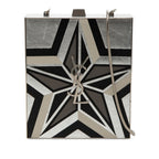 Metal and Leather Tuxedo Box Star Clutch on Chain