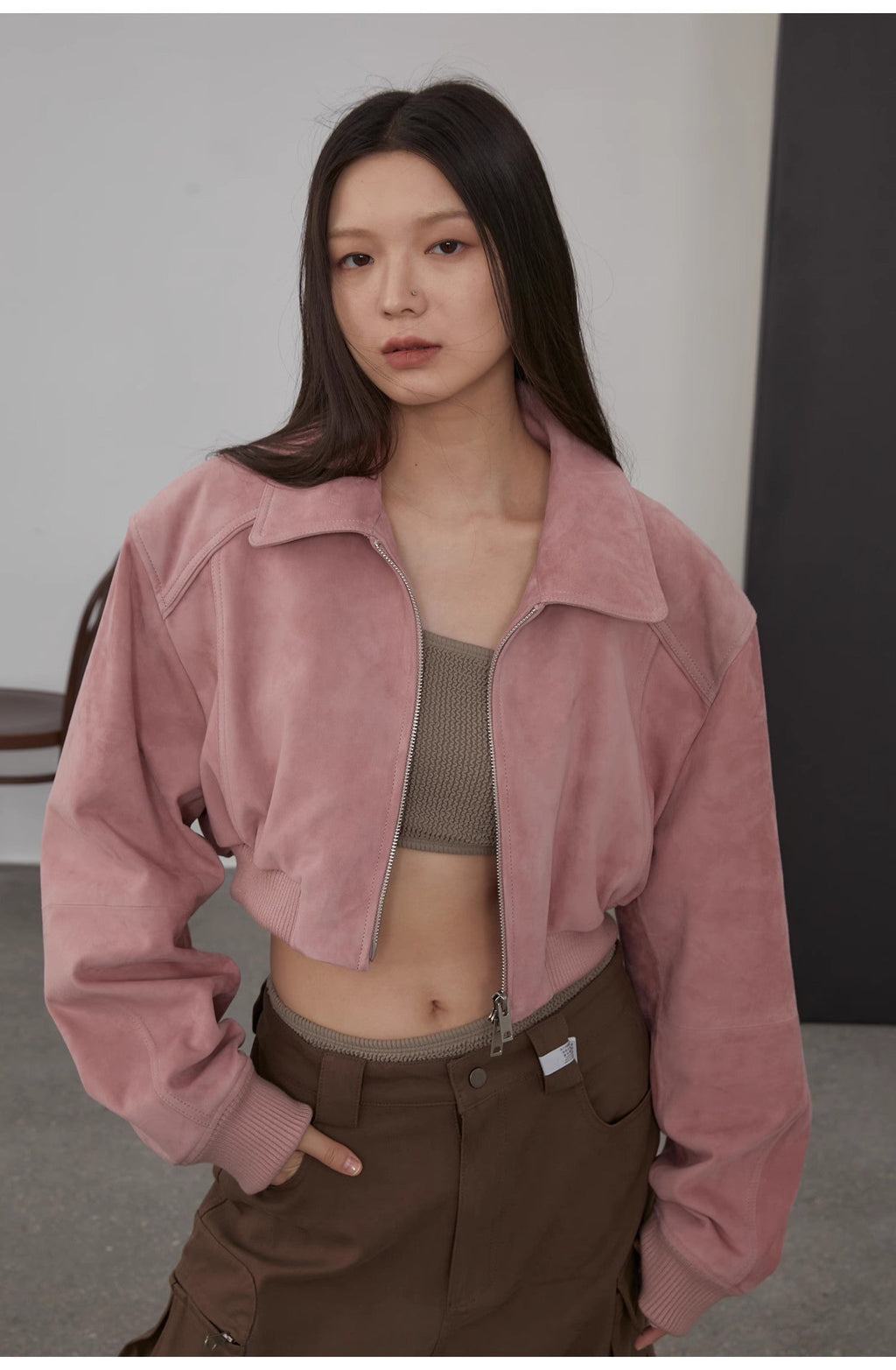 Witch Game Retro  Classic Stand Up Sheep Leather Short Jacket